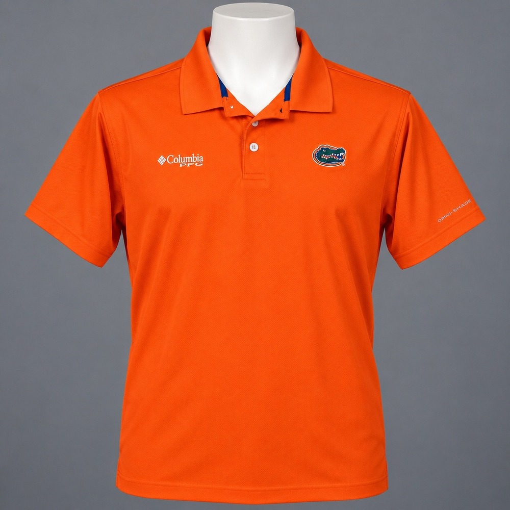 Columbia PFG Polo Shirt Men XXL Orange Excellent Florida Gators Omni-Shade UPF